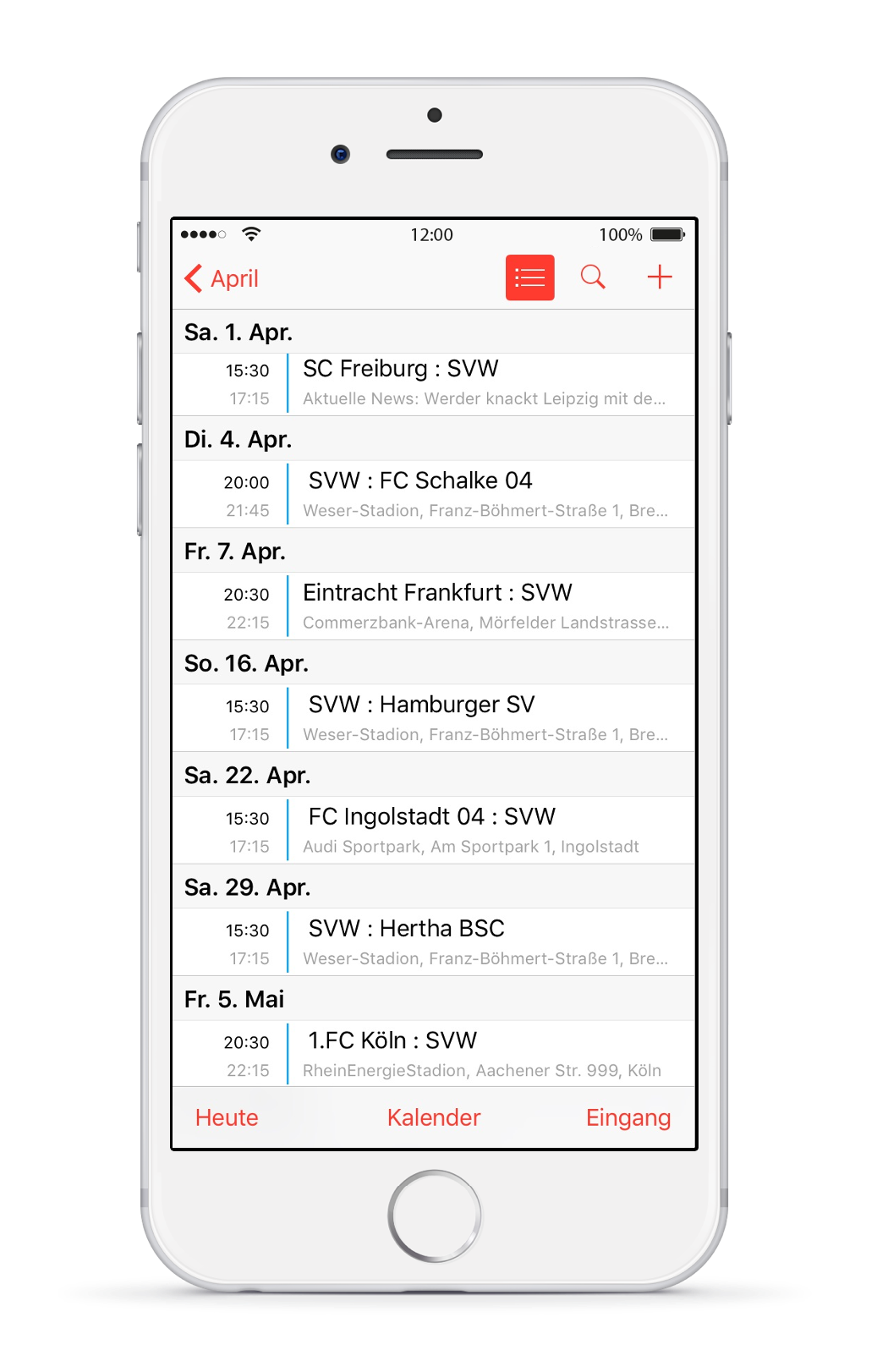 iPhone Mockup mit offenem Kalender